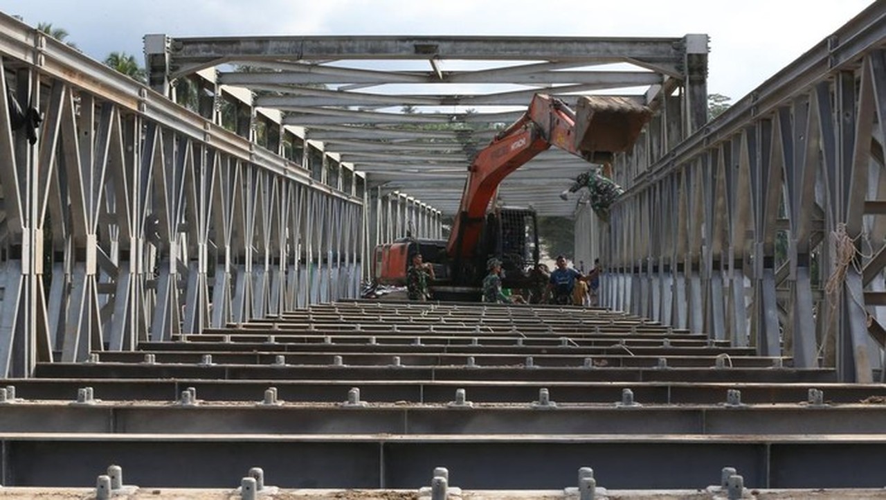 Baut Jembatan Bailey Aceh yang Hilang Telah Terpasang Kembali, TNI Tingkatkan Pengamanan